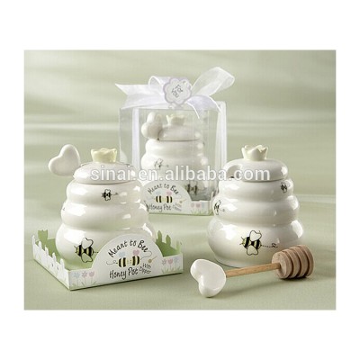 Wedding Favors 'Meant to Bee' Honey Pot with Wooden Dipper