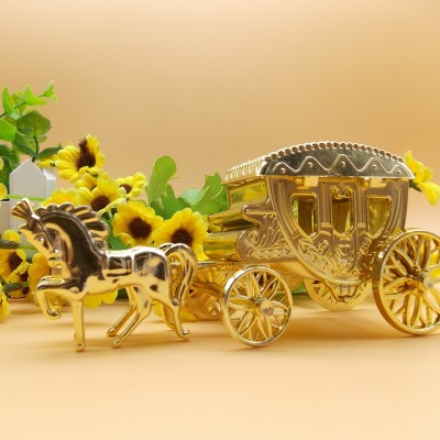 Wedding Candy Favor Box Black Flower and Bow Metal Carriage Chocolate Box