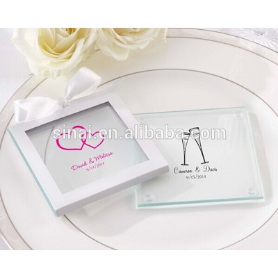 Many Years Experience Factory Price 2014 New Wedding Favors Personalized Glass Coaster