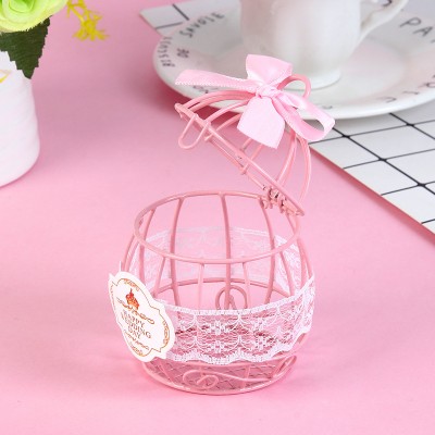 Wedding Candy Favor Box Pink Iron Art Bird Cage Chocolate Box