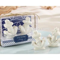 Wedding Gift "Anchors Away" Ceramic Salt and Pepper Shakers