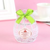 Wedding Candy Favor Box Green Ribbon Iron Art Bird Cage Chocolate Box