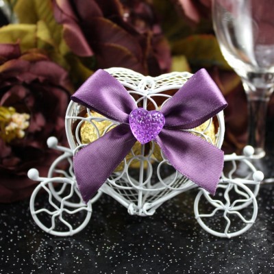 Wedding Candy Favor Box Purple Bow Metal Carriage Chocolate Box