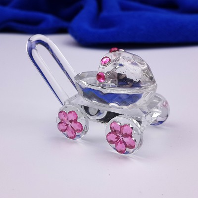 Mini Crystal Baby Carriage Baby Shower Favors Wedding Party Figurines Souvenirs