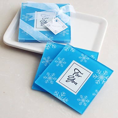 Winter Snowflake Glass Photo Coaster marriage favors