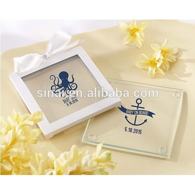 Kate's Nautical Baby Shower Collection Personalized Glass Coaster