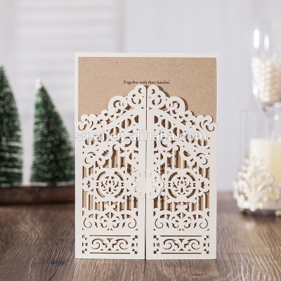 Luxury Personalized Laser Cut Wedding Door Design Invitation Card