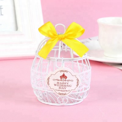 Wedding Candy Favor Box Yellow Ribbon Iron Art Bird Cage Chocolate Box