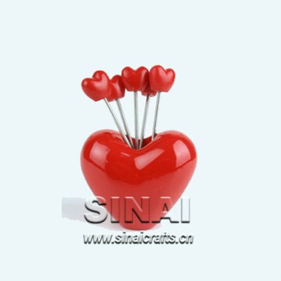 Wedding Favors / Red Heart Shape Fruit Fork