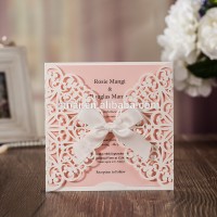 Luxury Personalized Laser Cut Unique with Bow Wedding Invitation Card